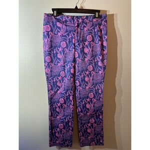 Lauren Gold Women's‎ Pants Blue Pink Nautical Shell Starfish Print Size NWT
